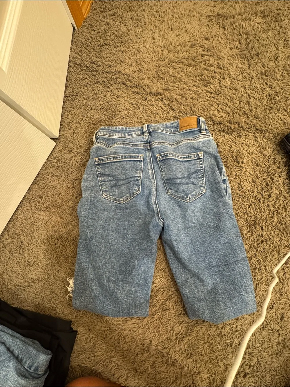 American Eagle Outfitters Light Blue Distressed Straight Leg Jeans